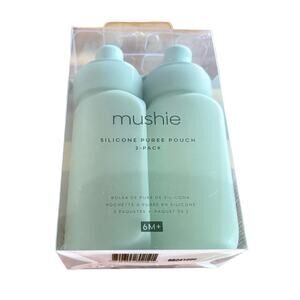 Mushie Silicone Puree Pouches in the Cambridge Blue (2 pack) new